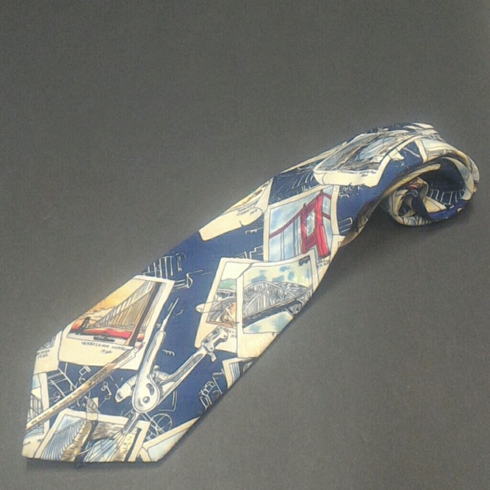 Nicole Miller Architect Engineer Inspired Silk Necktie